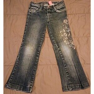 Zana Di Jeans Girls Sz 10  Flowers and Butterflies Embroidered Vintage Y2K